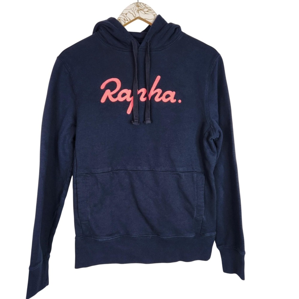 Rapha Logo Pullover Hoodie‎ Mens Small Blue Logo Kangaroo Sweatshirt LPH02XX